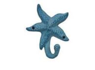 Dark Blue Whitewashed Cast Iron Starfish Hook 4\