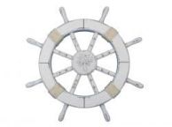 Rustic White Decorative Ship Wheel with Palm Tree 18\