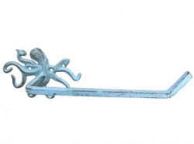 Rustic Light Blue Cast Iron Octopus Toilet Paper Holder 11\
