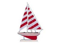 Wooden Red Striped Pacific Sailer Model Sailboat Decoration 25\