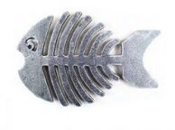 Antique Silver Cast Iron Fish Bone Trivet 11\