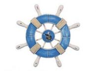 Rustic Light Blue and White Decorative Ship Wheel With Seagull 9\
