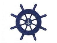 Rustic Dark Blue Decorative Ship Wheel With Anchor 6\