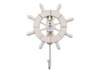White Decorative Ship Wheel with Sailboat and Hook 8\