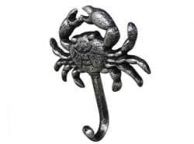 Rustic Silver Cast Iron Wall Mounted Crab Hook 5\