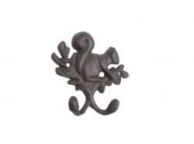 Cast Iron Squirrel with Acorn Decorative Double Metal Wall Hooks 8\