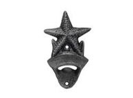 Rustic Silver Cast Iron Wall Mounted Starfish Bottle Opener 6\