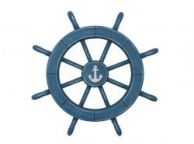 Rustic All Light Blue Decorative Ship Wheel With Anchor 18\