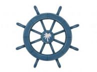 Rustic All Light Blue Decorative Ship Wheel With Palm Tree 18\