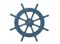 Rustic All Light Blue Decorative Ship Wheel With Seagull 18\