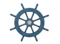 Rustic All Light Blue Decorative Ship Wheel With Seashell 18\