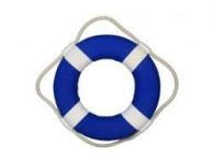 Vibrant Blue Decorative Lifering with White Bands Christmas Ornament 10\