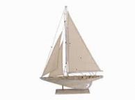 Wooden Rustic Whitewashed Pacific Sailer Model Sailboat Decoration 35\