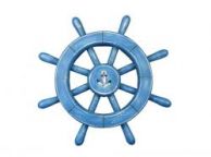 Rustic All Light Blue Decorative Ship Wheel With Anchor 12\