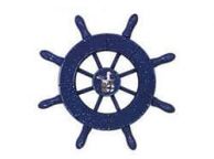 Rustic Dark Blue Decorative Ship Wheel With Seagull 6\