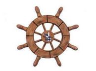 Rustic Wood Finish Decorative Ship Wheel With Seagull 6\
