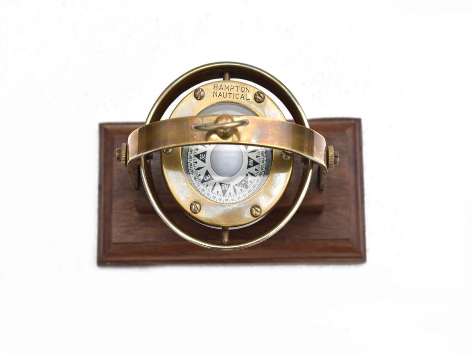 Hampton Nautical 3xglass-101 Antique Brass Executive Desk Gimbal Compass 8 Nautical Home Decoration 8 