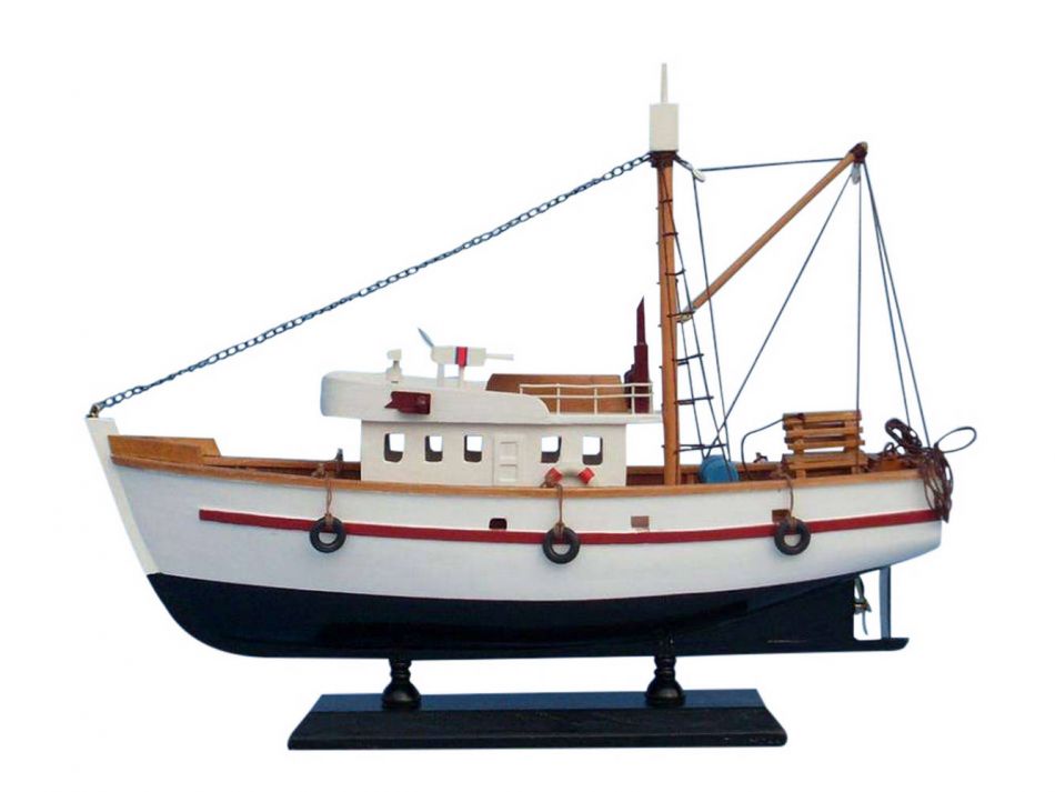 Wholesale Wooden Fish Stalker Model Fishing Boat 14in - Hampton Nautical