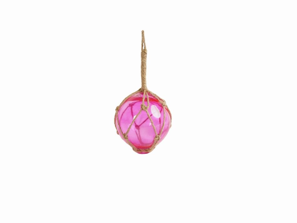 Pink Japanese Glass Ball Fishing Float With Brown Netting Decoration 4in -  Hampton Iron Works