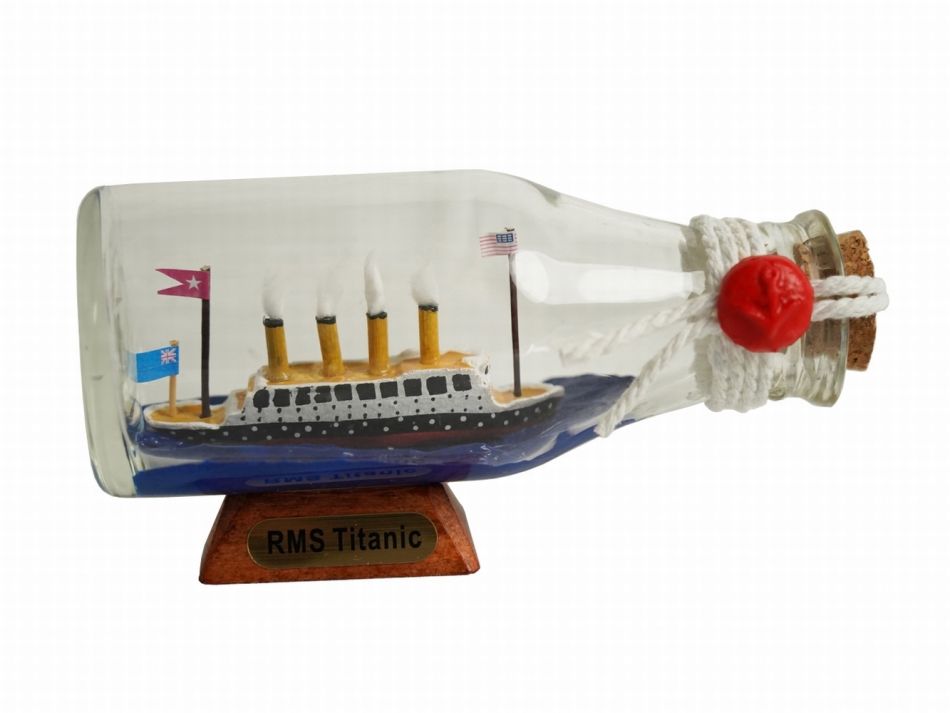 Wholesale Titanic Model Ship in a Glass Bottle 5in - Hampton Nautical