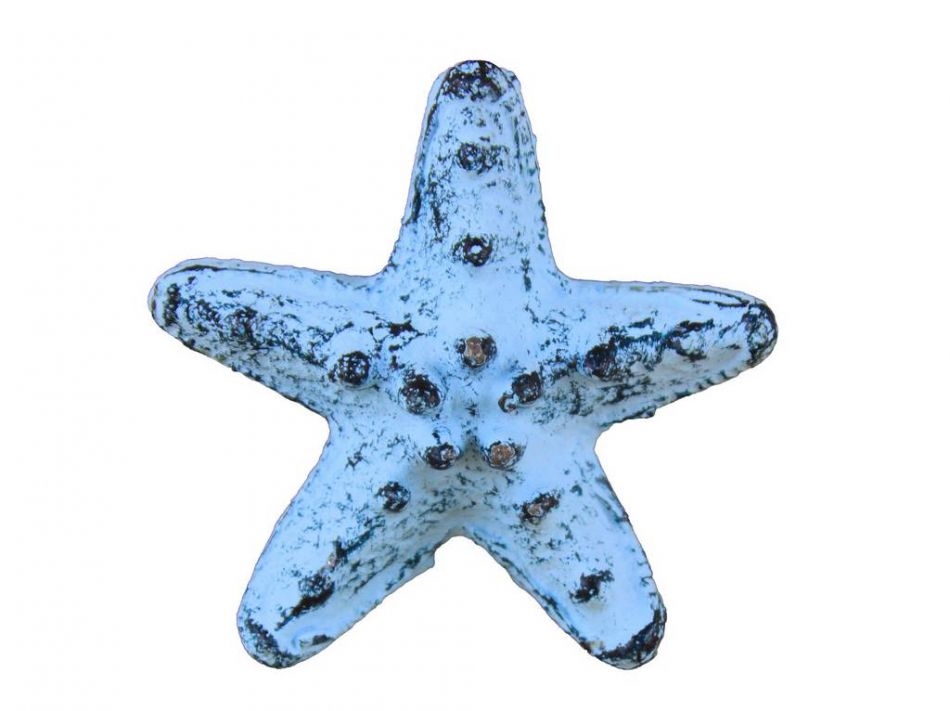 Set of 2 Rustic Dark Blue Cast Iron Starfish Napkin Ring 3" Cast Iron Decor