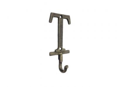 Buy Rustic Gold Cast Iron Letter T Alphabet Wall Hook 6in - Cast Iron