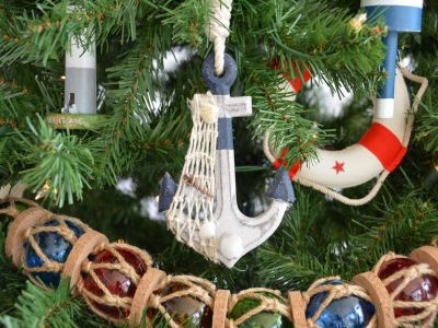 2021 Anchor Christmas Ornament Nautical Coastal High Quality Two-Tone Wood Gift 688958709390 