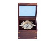 Solid Brass Lifeboat Compass w- Rosewood Box 5