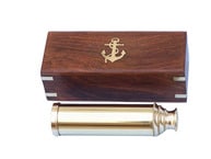 Deluxe Class Solid Brass Captains Spyglass Telescope 15 w- Rosewood Box