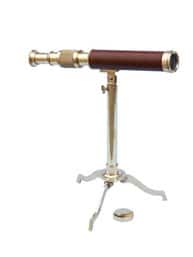 Solid Brass Telescope on Stand 17 - Wood