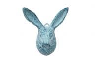 Rustic Dark Blue Whitewashed Cast Iron Decorative Rabbit Hook 5