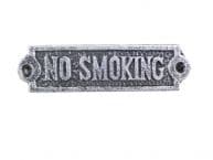 Antique Silver Cast Iron No Smoking Sign 6