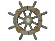 Rustic Decorative Ship Wheel With Seashell 12