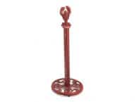 Red Whitewashed Cast Iron Lobster Extra Toilet Paper Stand 16