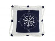 Blue Compass With Nautical Rope Decorative Throw Pillow 16