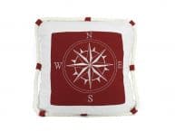 Red Compass With Nautical Rope Decorative Throw Pillow 16