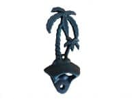 Seaworn Blue Cast Iron Wall Mounted Palm Tree Bottle Opener 6