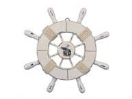 Rustic All White Decorative Ship Wheel With Seagull 9