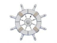 Rustic White Decorative Ship Wheel With Seashell  6