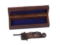 Antique Copper Boatswain (Bosun) Whistle 5 w- Rosewood Box