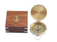 Solid Brass Gentlemens Compass w- Rosewood Box 4