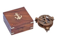 Captains Antique Brass Triangle Sundial Compass with Rosewood Box 3