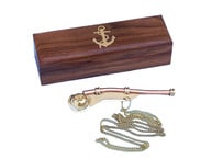 Solid Brass-Copper Boatswain (Bosun) Whistle w Rosewood Box 5