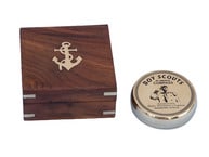 Solid Brass Boy Scout Compass with Rosewood Box 3