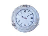 Brushed Nickel Deluxe Class Porthole Clock 12 