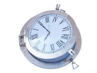 Brushed Nickel Deluxe Class Porthole Clock 24 