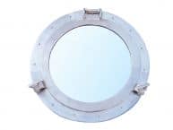 Brushed Nickel Deluxe Class Decorative Ship Porthole Mirror 24