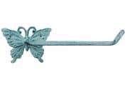Rustic Dark Blue Whitewashed Cast Iron Butterfly Toilet Paper Holder 11