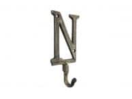 Rustic Gold Cast Iron Letter N Alphabet Wall Hook 6