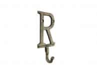 Rustic Gold Cast Iron Letter R Alphabet Wall Hook 6